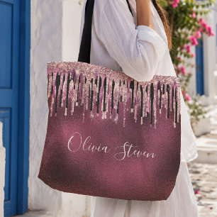 Bolsa Tote Monograma brilhante com respingos pretos rosa quen