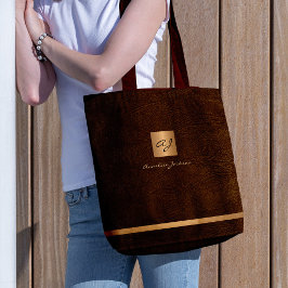 Bolsa Tote Monograma castanho moderno de luxo elegante
