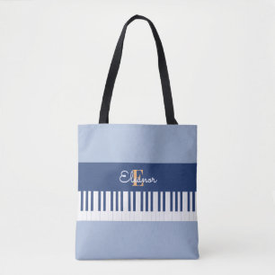 Bolsa Tote Monograma Chaves Musicais de Teclado Musical Lover