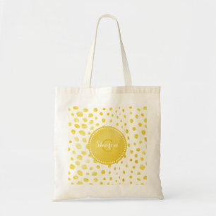 Bolsa Tote Monograma chic com brilho dourado falso e estampa
