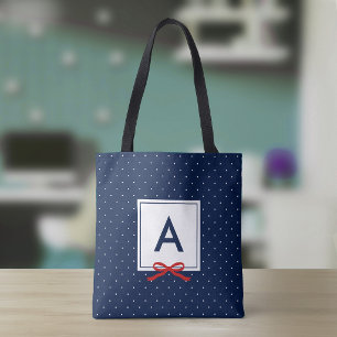 Bolsa Tote Monograma Chic com Faixa Vermelha e Padrão de Boli