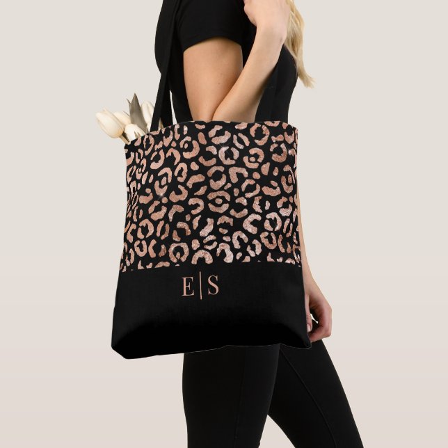 Bolsa Tote Monograma Chic Leopard Animal Print Token Bag (Close Up)