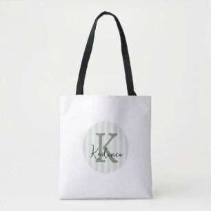 Bolsa Tote Monograma Circular Listrado Personalizado em Carvã