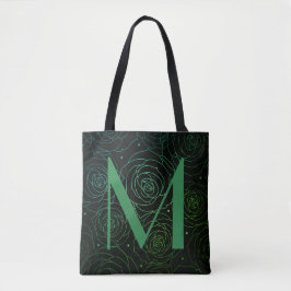 Bolsa Tote Monograma Citação Motivacional Flor de Rosa Escura
