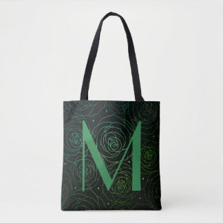 Bolsa Tote Monograma Citação Motivacional Flor de Rosa Escura