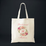Bolsa Tote Monograma com Círculo Dourado Cor-de-rosa-claro<br><div class="desc">Cor-de-água Rosa Esbranquiçada Círculo Dourado Floral Monograma Monograma Toalha Bridesmaid</div>