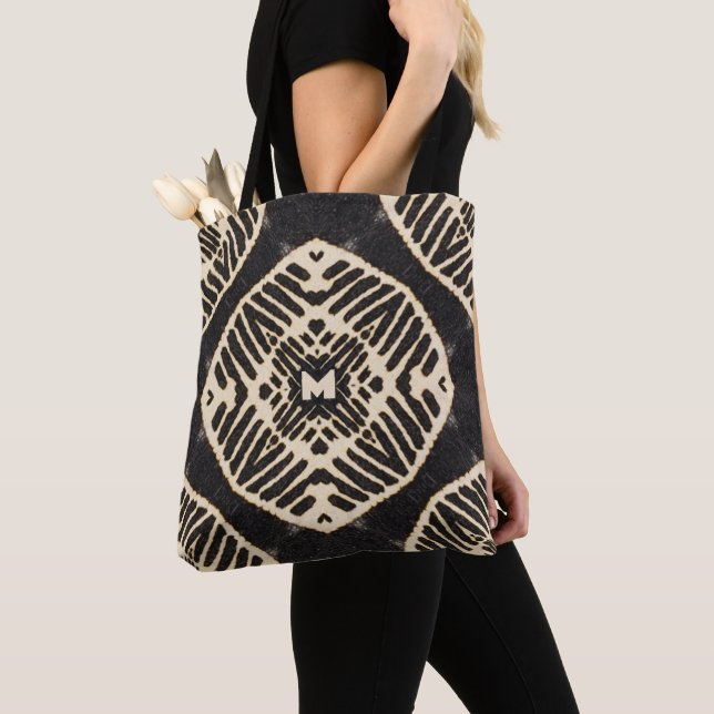 Bolsa Tote Monograma com negrito geométrico boho (Close Up)