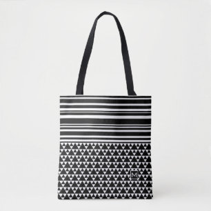 Bolsa Tote Monograma com trigonometria DP preto