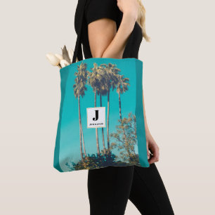 Bolsa Tote Monograma com Vibração Retro de Palmeiras Tropicai