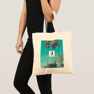 Bolsa Tote Monograma com Vibração Retro de Palmeiras Tropicai
