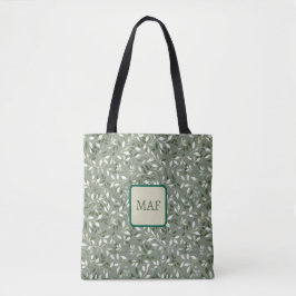 Bolsa Tote Monograma com Videiras Botânicas Florais Verdes