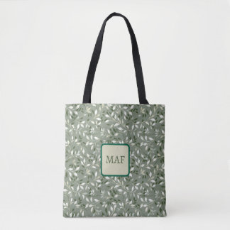 Bolsa Tote Monograma com Videiras Botânicas Florais Verdes