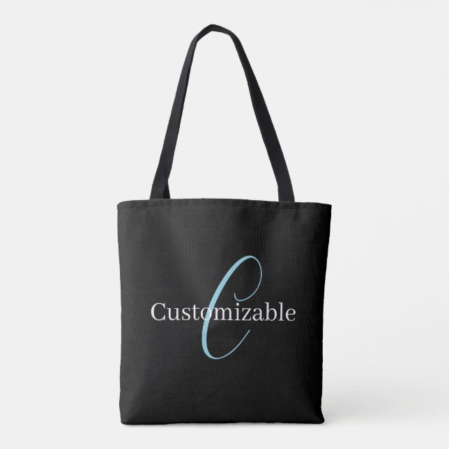 Bolsa Tote Monograma Curto Editável Branco Azul Preto (Verso)