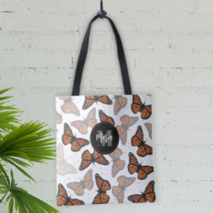Bolsa Tote Monograma da Borboleta Monarca Elegante Moderna