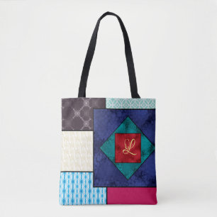 Bolsa Tote Monograma da edredão de retalhos