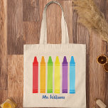Bolsa Tote Monograma da Escola de Professores do Jardim de In<br><div class="desc">Uma bela Semana de Apreciação de Professores ou presente de fim de ano para uma aula de jardim de infância dar a seu professor primário. Costume feito com seu nome embaixo de um belo arco-íris de lápis. Uma bolsa adorável para um professor de pré-escola com um monograma bonito e personalizado....</div>
