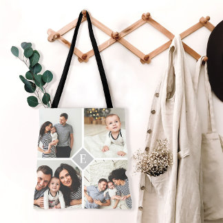 Bolsa Tote Monograma da Família de Colagem de Fotos do Instag
