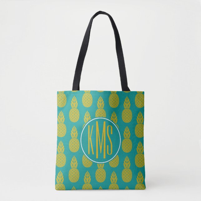 Bolsa Tote Monograma da fruta tropical | do abacaxi (Frente)