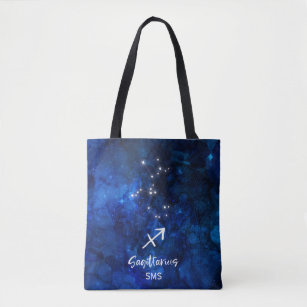 Bolsa Tote Monograma da galáxia da constelação do zodíaco do