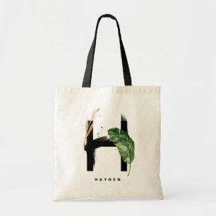 Bolsa Tote Monograma da Letra H Damas de Honra Folhas Tropi