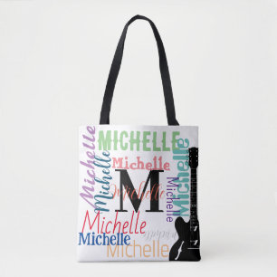 Bolsa Tote monograma da nota musical clf trible com nomes a c