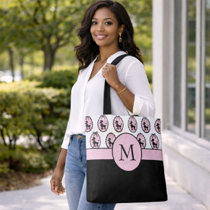 Bolsa Tote Monograma da Parada de Poodle bonito