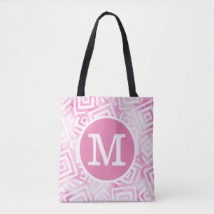 Bolsa Tote Monograma da pilha quadrada de mármore rosa fumad