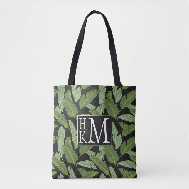 Bolsa Tote Monograma das folhas de palmeira | (Frente)