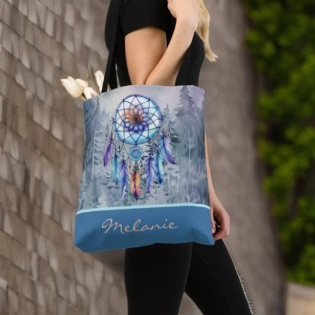 Bolsa Tote Monograma das Montanhas de Aquarelas do Pastel Dre (Criador carregado)