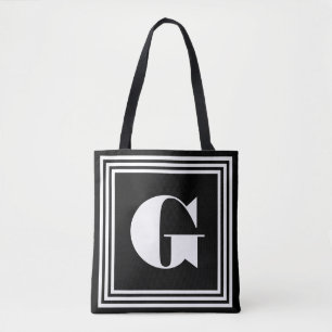 Bolsa Tote Monograma de 3 Quadros Negrito Preto e branco