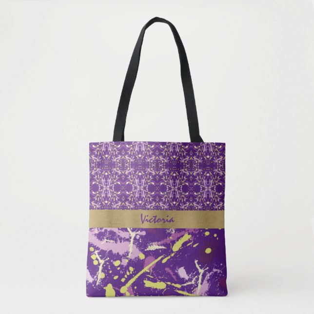 Bolsa Tote Monograma de abertura roxa (Frente)