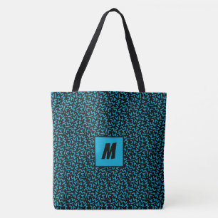 Bolsa Tote Monograma de Abstrato Azul Negrito