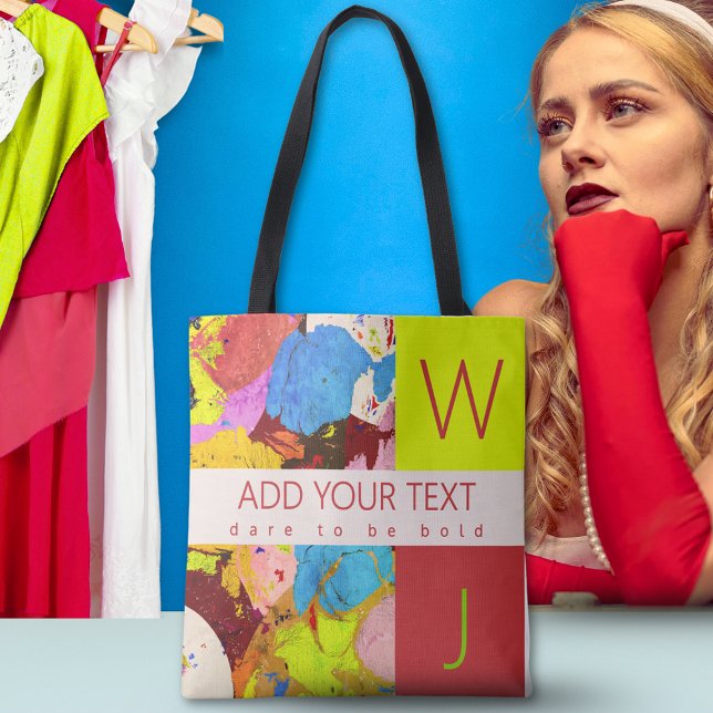 Bolsa Tote Monograma de Abstrato de Arte Elegante Moderno (Criador carregado)