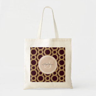 Bolsa Tote Monograma de bloqueio marrom chique do teste