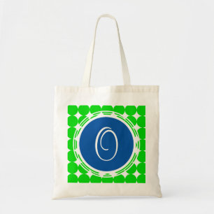 Bolsa Tote Monograma de Bolinhas Azul e Verde