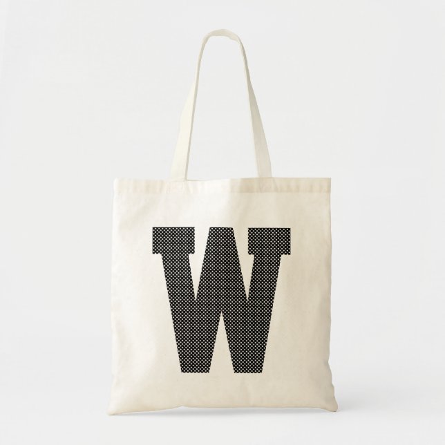 Bolsa Tote Monograma de Bolinhas Preto e Branco (Frente)