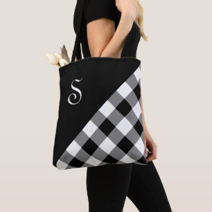 Bolsa Tote Monograma de Búfalo Branco Preto - Verificação