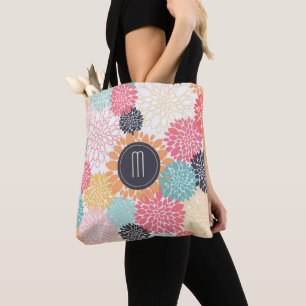 Bolsa Tote Monograma de Burst de Cor Floral