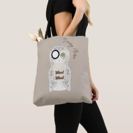 Bolsa Tote Monograma de Cartoon Whoot Whoot Cut Engraçado