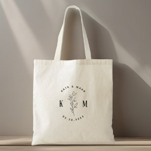 Bolsa Tote Monograma de Casamento Boêmio Moderno