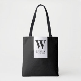 Bolsa Tote Monograma de Casamento Preto Atemporal | Desenho M