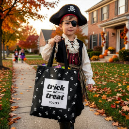 Bolsa Tote Monograma de Caveira e Ossos Cruzados para Doce ou