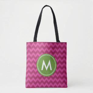 Bolsa Tote Monograma de Chevron Roxo Trendy