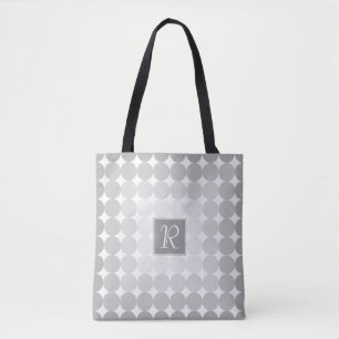 Bolsa Tote Monograma de Círculos Cinzas Modernos