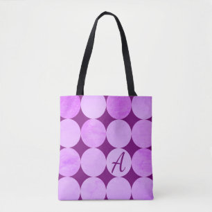 Bolsa Tote Monograma de círculos violeta, magenta púrpura e r
