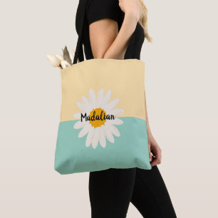 Bolsa Tote Monograma de cor girassol bloco azul bege