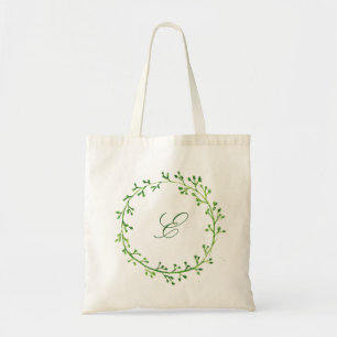 Bolsa Tote Monograma de Coroa de Folhas Verdes