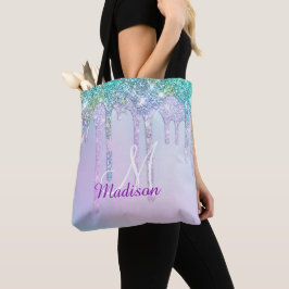 Bolsa Tote Monograma de Derramamento de Glitter Unicórnio de 
