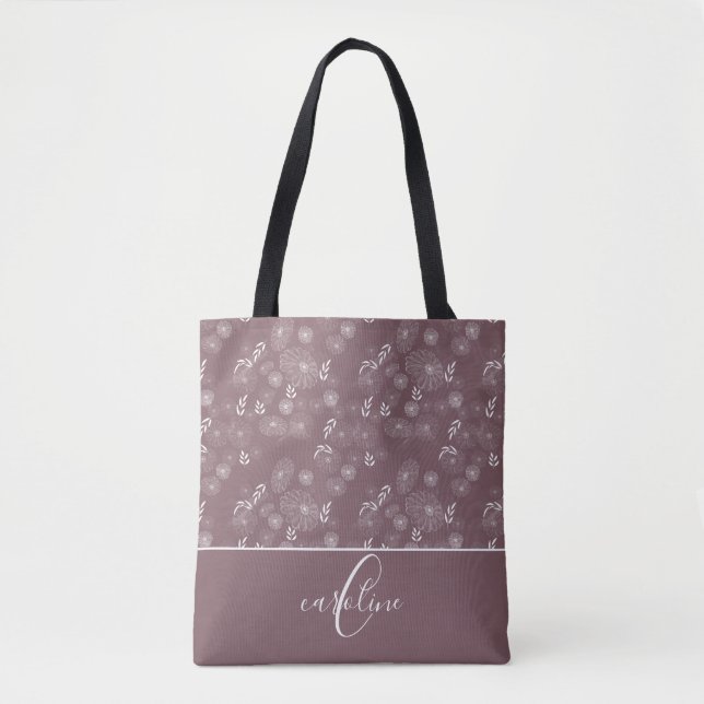 Bolsa Tote Monograma de Dobras de Flor Selvagem (Frente)