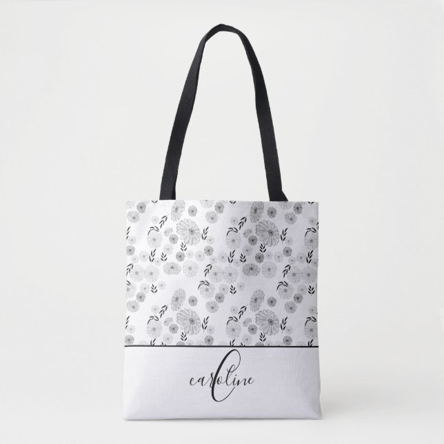 Bolsa Tote Monograma de Dobras de Flor Selvagem (Frente)